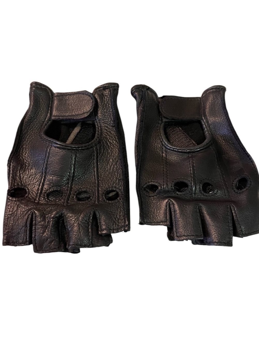 Leather Black deerskin fingerless gloves
Motorcycle
knuckle ventilation hole
XS